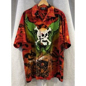 Dragonfly‎ Shirt Men's XL Short Sleeve Biker Club Skull Crossbones Motorcycle